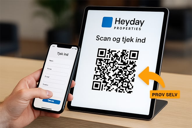 Tjek ind / Tjek ud fra TIMESAFE gør det nemt at få overblikket over besøgende i jeres bygninger